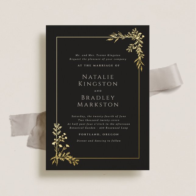 Hamilton Elegant Gold Foil Greenery Wedding Invitation (Creator Uploaded)