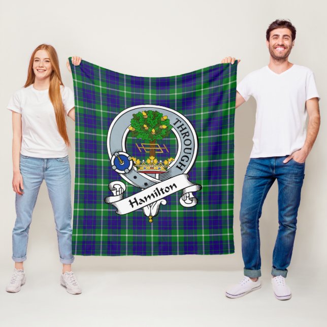 Hamilton Hunting Clan Badge Tartan Plaid Fleece Blanket (In Situ)