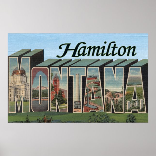 Hamilton, Montana - Large Letter Scenes Poster (Front)