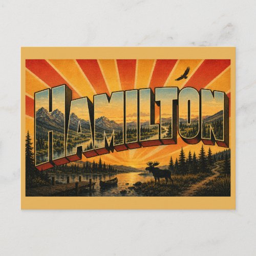 Hamilton Montana River Mountains Forest Art Postcard