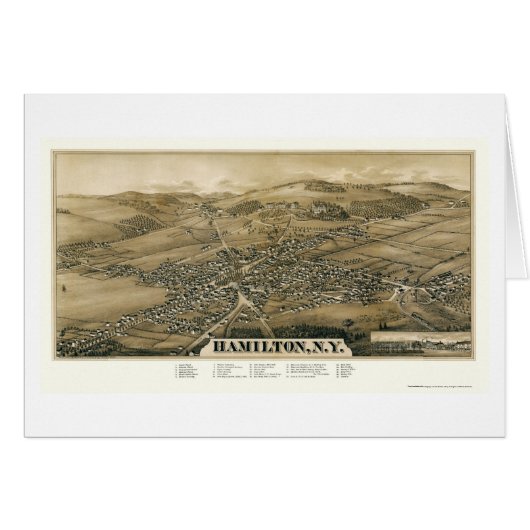 Hamilton, NY Panoramic Map - 1885 Cards (Front Horizontal)
