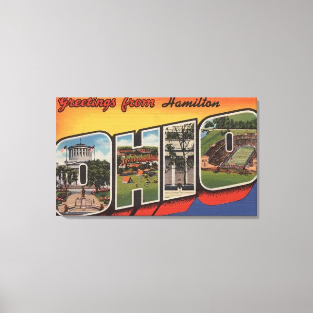Hamilton, Ohio - Large Letter Scenes Canvas Print (Front)