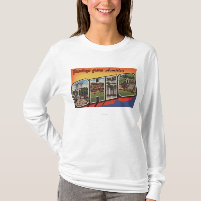 Hamilton, Ohio - Large Letter Scenes T-Shirt (Front)
