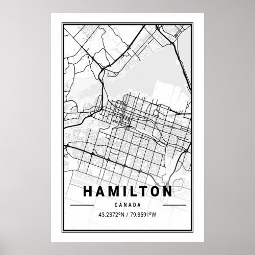 Hamilton Ontario Canada  Travel City Map Poster