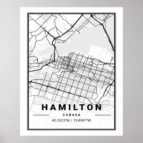 Hamilton Ontario Canada  Travel City Map Poster