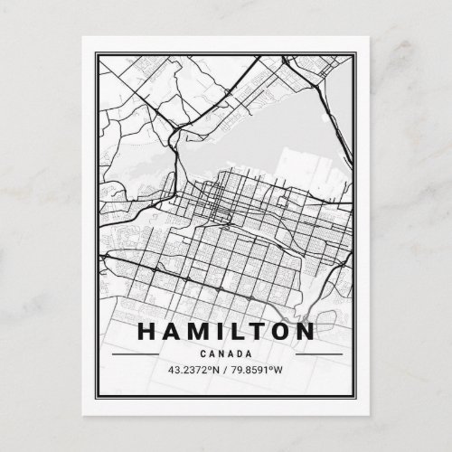 Hamilton Ontario Canada  Travel City Map Poster Postcard