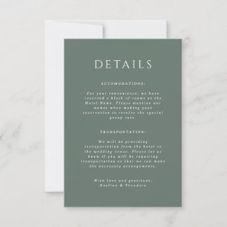 Hamilton Portait Wedding Details Card