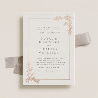 Hamilton Rose Gold Foil Greenery Wedding Invitation
