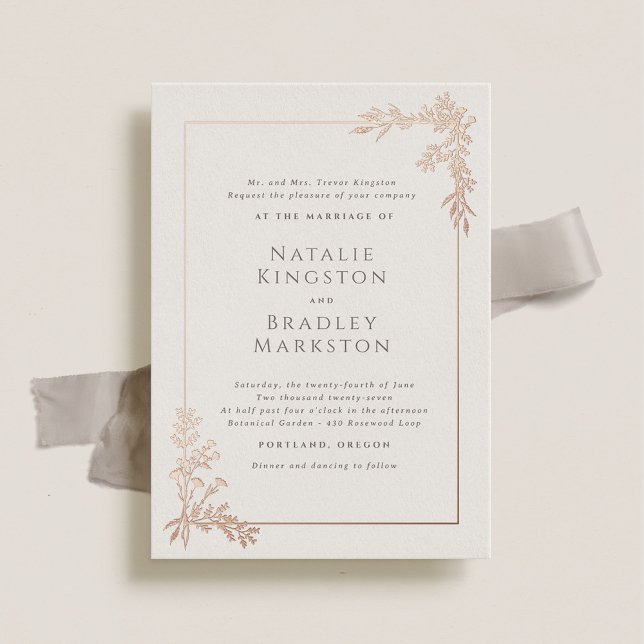Hamilton Rose Gold Foil Greenery Wedding Invitation (Creator Uploaded)