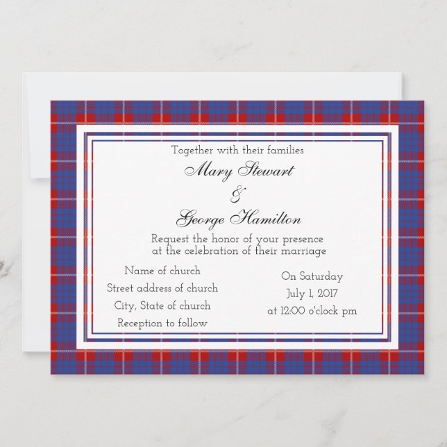 Hamilton Scottish Wedding Invitation (Front)