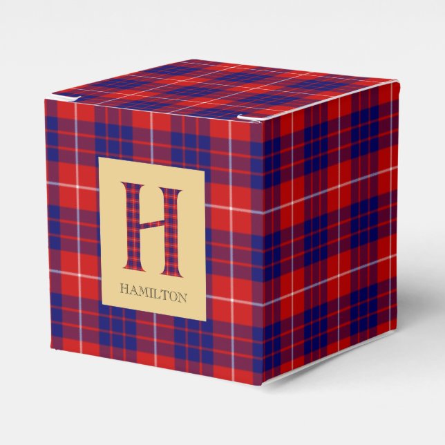 Hamilton Tartan Monogram H Favor Boxes (Front Side)