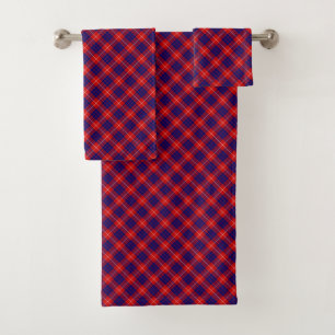 Hamilton tartan red blue purple plaid bath towel set