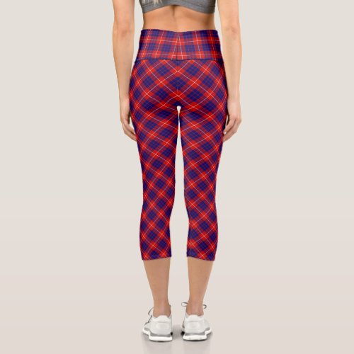 Hamilton tartan red blue purple plaid capri leggings