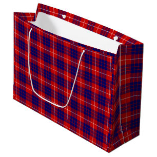 Hamilton tartan red blue purple plaid large gift bag
