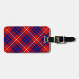 Hamilton tartan red blue purple plaid luggage tag