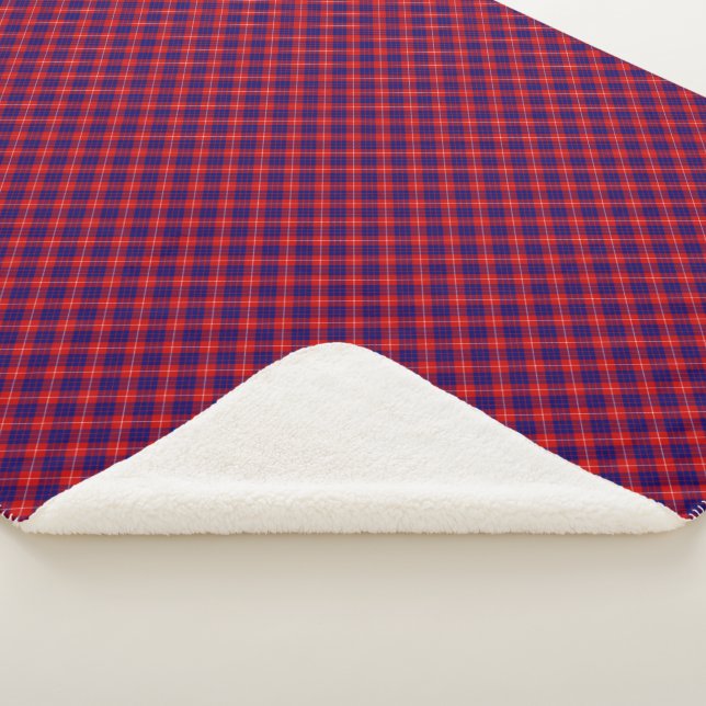 Hamilton tartan red blue purple plaid sherpa blanket (3/4)