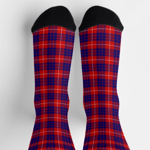 Hamilton tartan red blue purple plaid socks