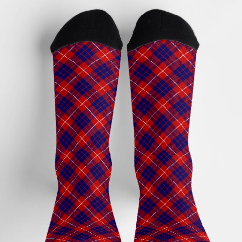 Hamilton tartan red blue purple plaid socks