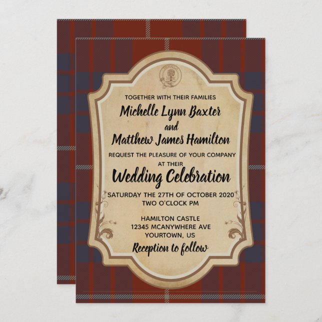 Hamilton Tartan Wedding Invitation (Front/Back)