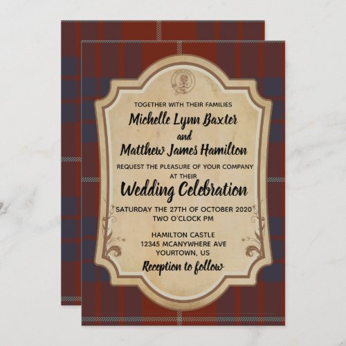 Hamilton Tartan Wedding Invitation