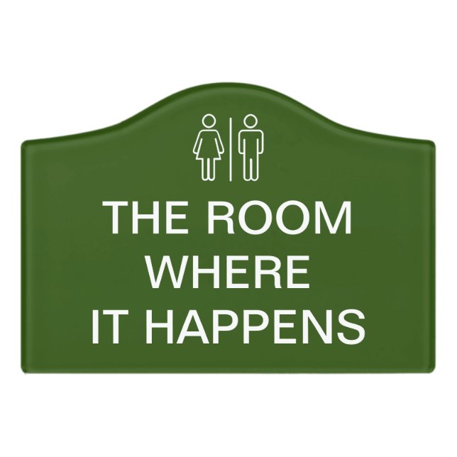 Hamilton the Musical - Funny Bathroom  Green Door Sign (Small Crest Front)