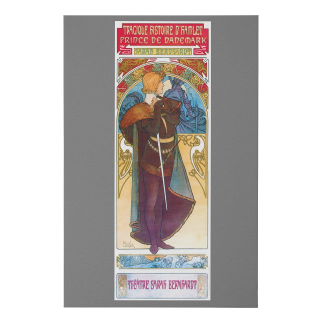 Hamlet, Alphonse Mucha Faux Canvas Print (Front)