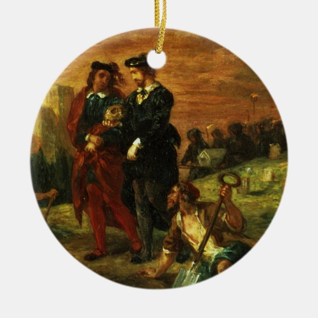 Hamlet and Horatio in the Cemetery, 1859 (oil on c Ceramic Ornament (Front)