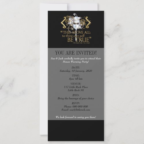Hamlet "own self be true" Quote (Gold Version) Invite
