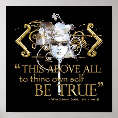 Hamlet own self be true Quote Gold Version Poster