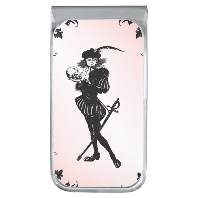 Hamlet Pink Silver Finish Money Clip (Front Vertical)