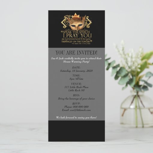 Hamlet "speak the speech" Quote (Gold Version) Invitation Zazzle