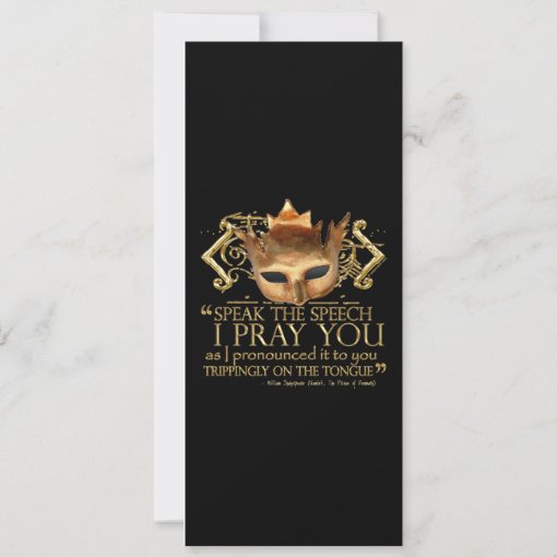 Hamlet "speak the speech" Quote (Gold Version) Invitation Zazzle