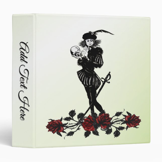 Hamlet The Bard Lime Green  3 Ring Binder (Front/Spine)