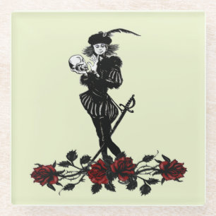 Hamlet The Bard Lime Green Glass Coaster