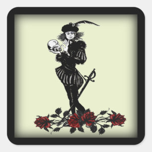 Hamlet The Bard Lime Green Square Sticker