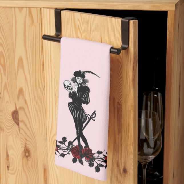 Hamlet The Bard Pink Kitchen Towel (Thirds Fold)