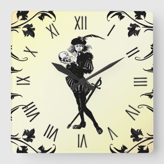 Hamlet Yellow Square Wall Clock (Front)