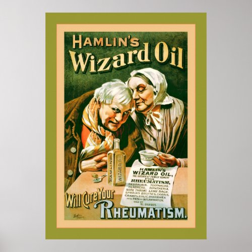 Hamlins Wizard Oil  Vintage Advertising Poster