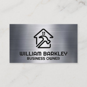 Hammer and Home Logo Metallic Business Card