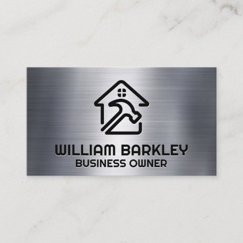 Hammer and Home Logo  Metallic Business Card
