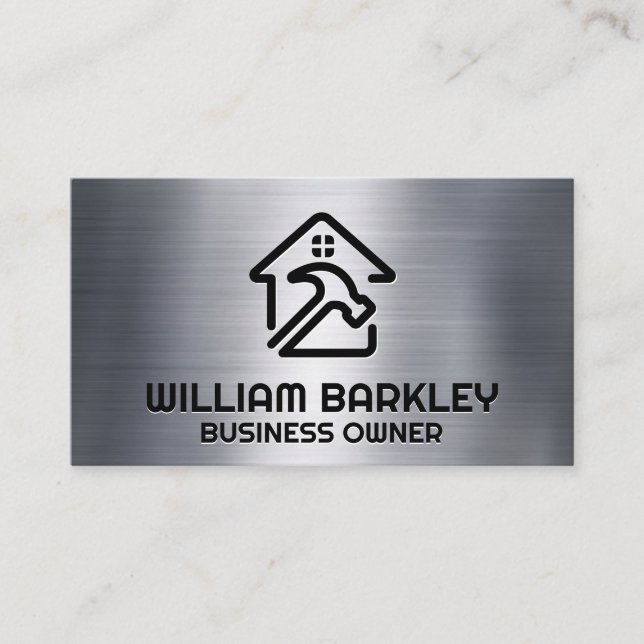 Hammer and Home Logo | Metallic Business Card (Front)
