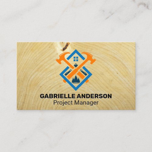 Hammer and Home Logo  Wood Grain Business Card