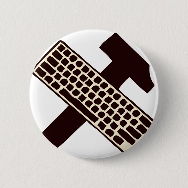 Hammer and keyboard pinback button (Front)