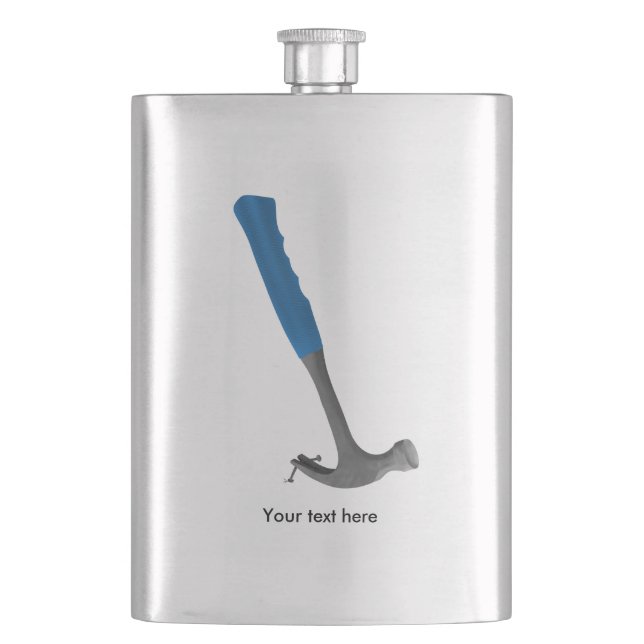 Hammer and Nail Builder Carpenter Hip Flask (Front)