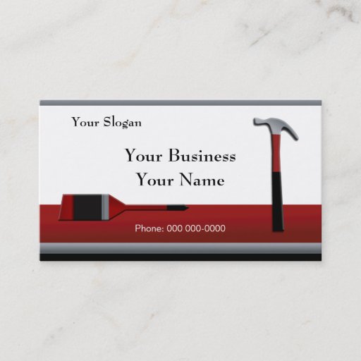 Customizable Hammer and paintbrush Business Card Template 2