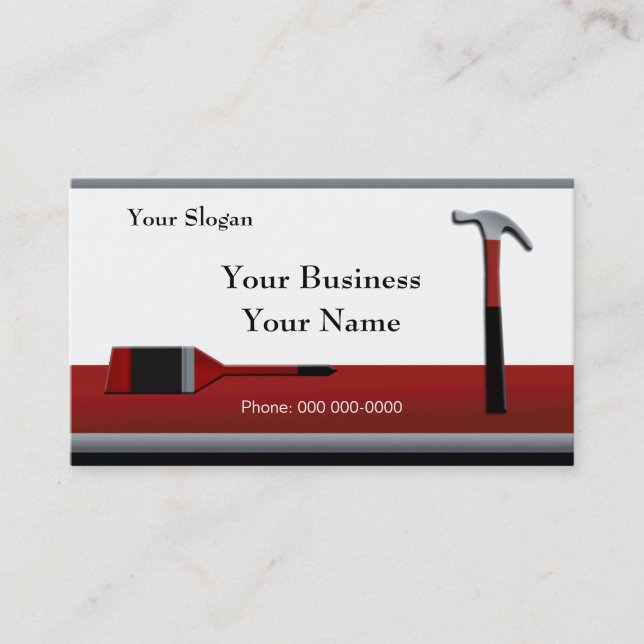 Hammer and paintbrush Business Card Template 2 (Front)