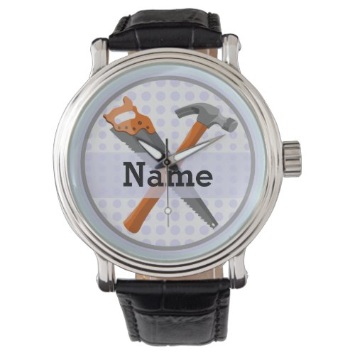 Hammer and saw design for boys watch