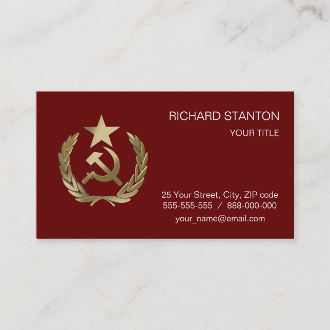 Hammer and sickle business card (Front)