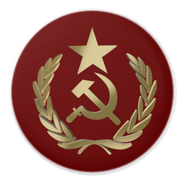 Hammer and sickle ceramic knob (Front)