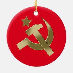 Hammer and sickle ceramic ornament